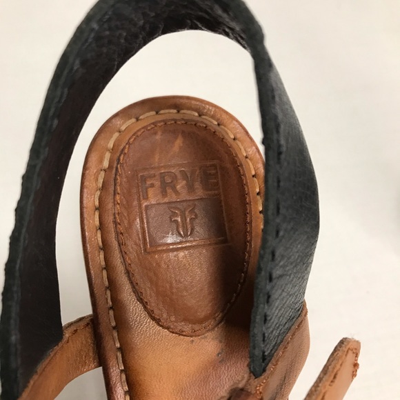 FRYE -Leather Block Heel Sandals Size 8 - Picture 5 of 8